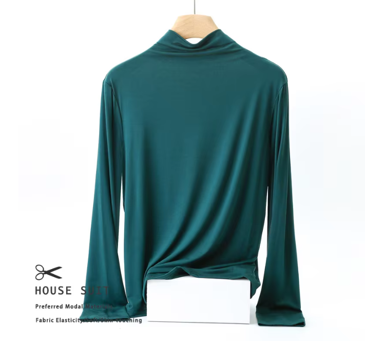 Women High Neck Long Sleeve SOFT & Stretchy Shirt B2-BL-1014