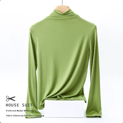 Women High Neck Long Sleeve SOFT & Stretchy Shirt B2-BL-1014