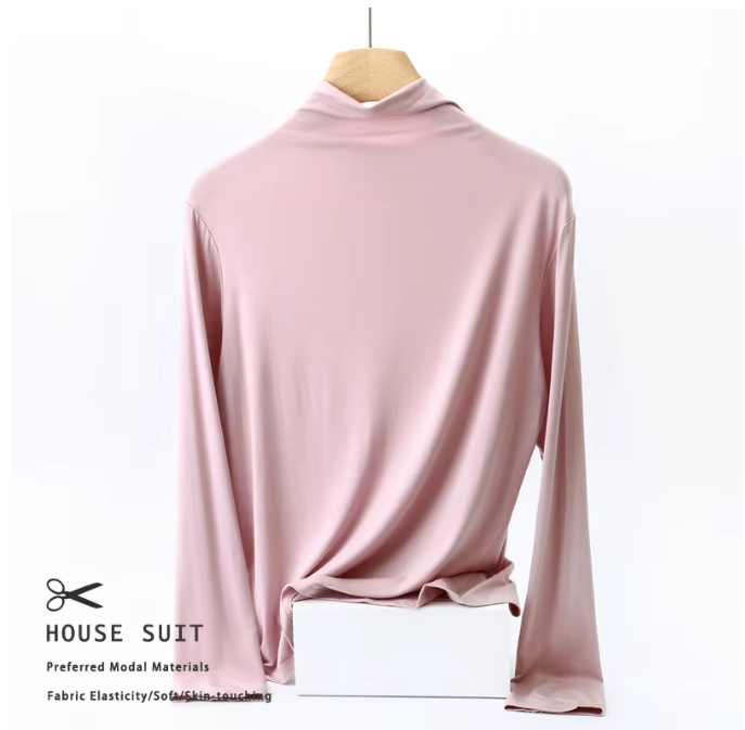 Women High Neck Long Sleeve SOFT & Stretchy Shirt B2-BL-1014