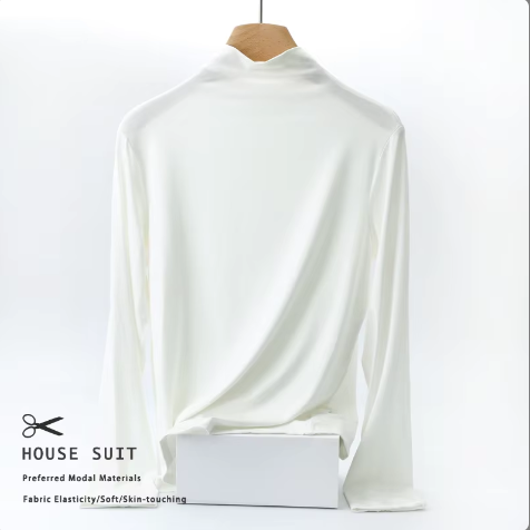 Women High Neck Long Sleeve SOFT & Stretchy Shirt B2-BL-1014