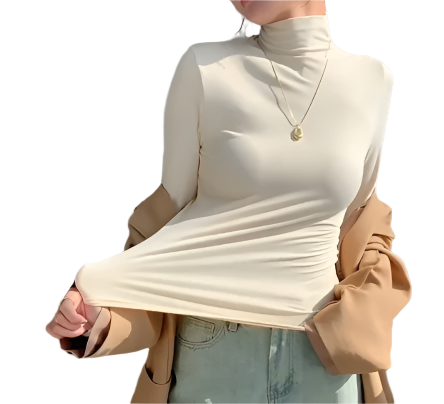 Women's Trendy High Neck Long Sleeve SOFT & Stretchy Shirt - B2-BL-1016