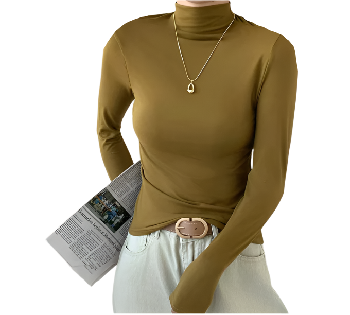 Women's Trendy High Neck Long Sleeve SOFT & Stretchy Shirt - B2-BL-1016