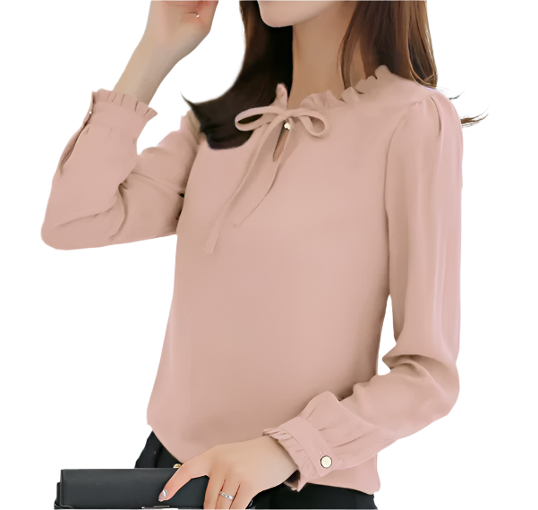 BPARAS- Women's Elegant & Timeless Chiffon Long Sleeve Dress SHIRT-BL102