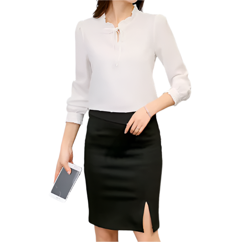 BPARAS- Women's Elegant & Timeless Chiffon Long Sleeve Dress SHIRT-BL102