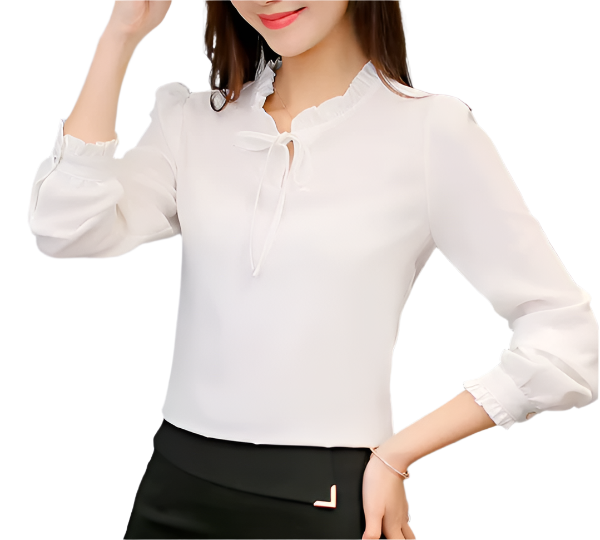 BPARAS- Women's Elegant & Timeless Chiffon Long Sleeve Dress SHIRT-BL102