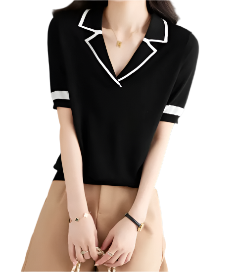 Trendy & Timeless Women’s Elegant Ice Silk Knitted Top SHIRT-BL114