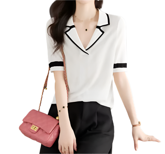 Trendy & Timeless Women’s Elegant Ice Silk Knitted Top SHIRT-BL114