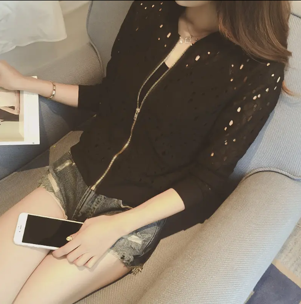 Women’s Trendy & Elegant Lace Hollow Out Bomber JACKET-JKT-24