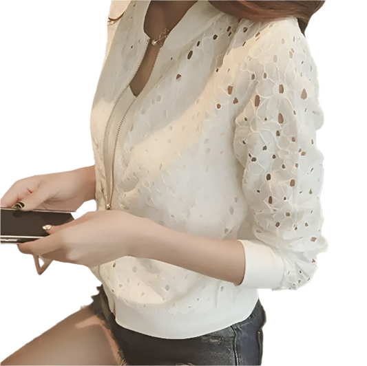 Women’s Trendy & Elegant Lace Hollow Out Bomber JACKET-JKT-24