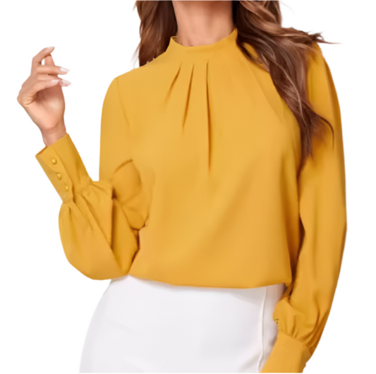 Trendy & Timeless Women's Elegant Long Sleeve Round Neck Chiffon Blouse SHIRT-BL127