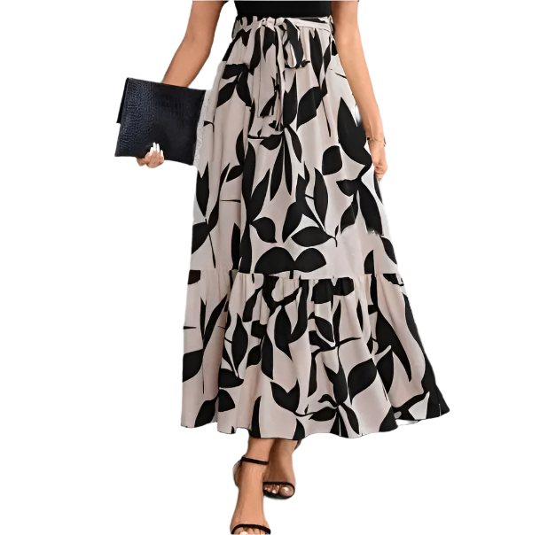 Trendy & Elegant O-neck Short Sleeve Long Skirt Dress for Women- DRESS-B114