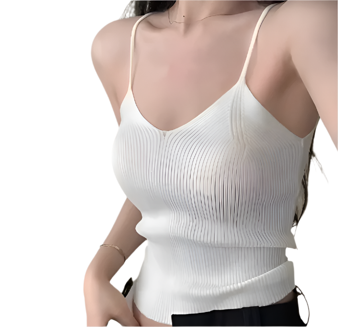 Women's Elegant Summer Knitted Vest Top Spaghetti Strap V-neck Blouse B2-BL-1010