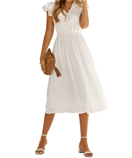 Elegant & Comfortable Short Sleeve V-neck DRESS-B108