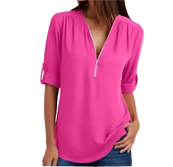 BPARAS- Trendy & Timeless Women's Zip-UP V-neck SHIRT-BL100 A