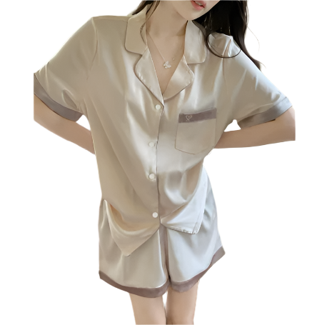 Women's Luxury ICE Silk Short Sleeve Shorts PAJAMAS-PJS-03