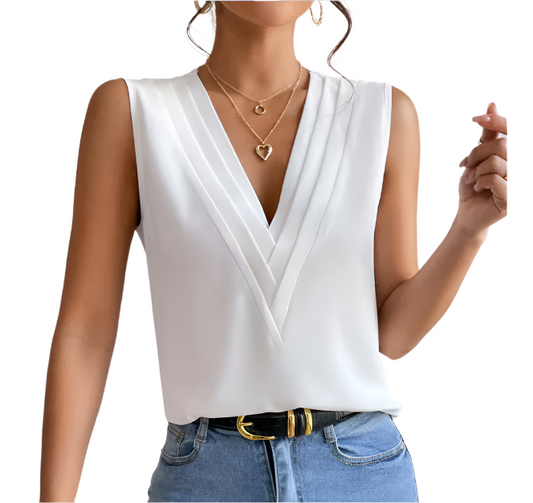 Women’s Trendy & Timeless Leisure Layered V-neck Sleeveless SHIRT-BL122