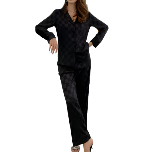 Women’s Luxury Soft Ice Silk Long Sleeve PAJAMAS – PJS-13