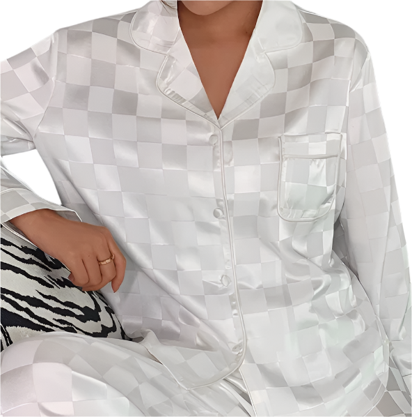 Women’s Luxury Soft Ice Silk Long Sleeve PAJAMAS – PJS-13