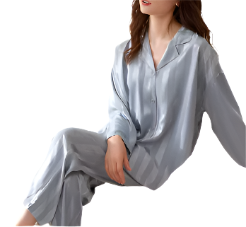 Women’s Luxury Soft Ice Silk Long Sleeve Comfortable PAJAMAS – PJS-14