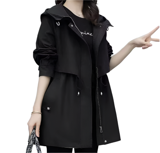 Women's Mid-length Hooded Zip Front Close Trench Coats - SM-9 - JKT -04