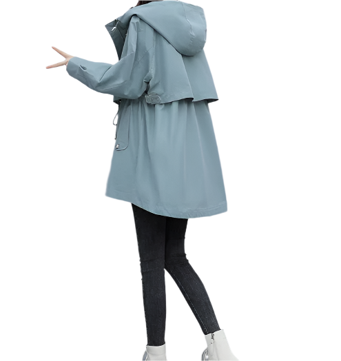 Women's Mid-length Hooded Zip Front Close Trench Coats - SM-9 - JKT -04