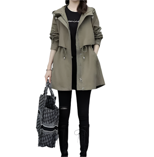 Women's Mid-length Hooded Zip Front Close Trench Coats - SM-9 - JKT -04