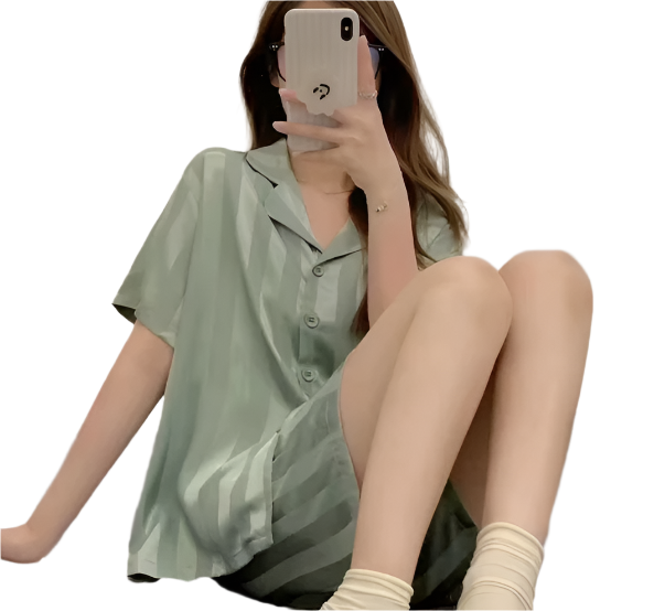 Women's Luxury Comfy Plaid Shorts Silk PAJAMAS-PJS-05