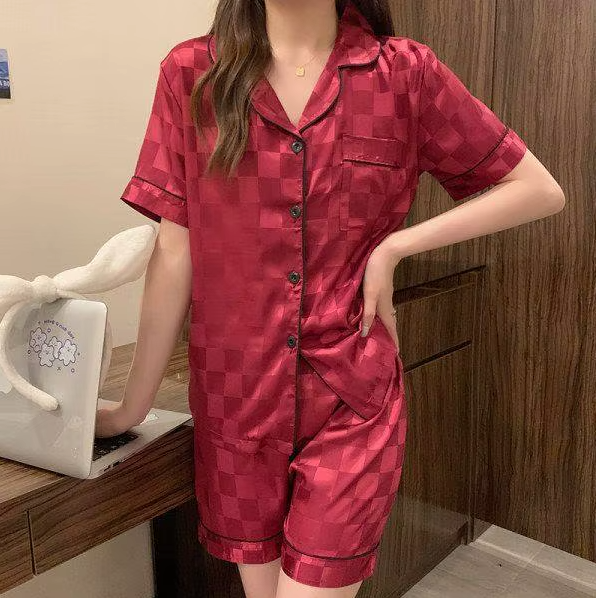 Women's Luxury Comfy Plaid Shorts Silk Shorts PAJAMAS-PJS-06