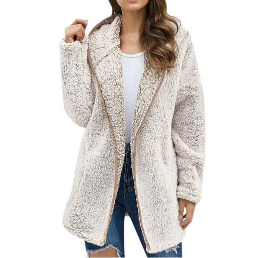 Women's Trendy Plush Casual Lapel Neck Hooded JACKET-JKT-09