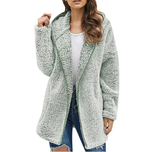Women's Trendy Plush Casual Lapel Neck Hooded JACKET-JKT-09