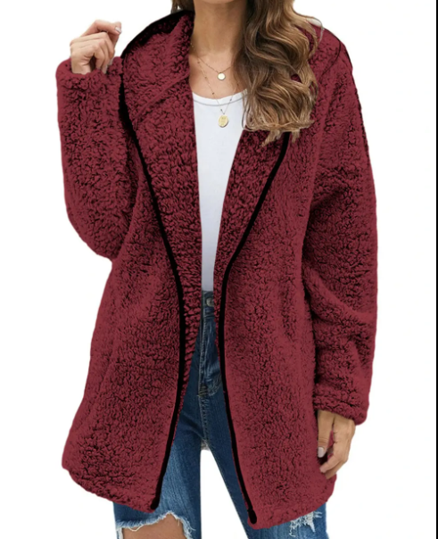 Women's Trendy Plush Casual Lapel Neck Hooded JACKET-JKT-09