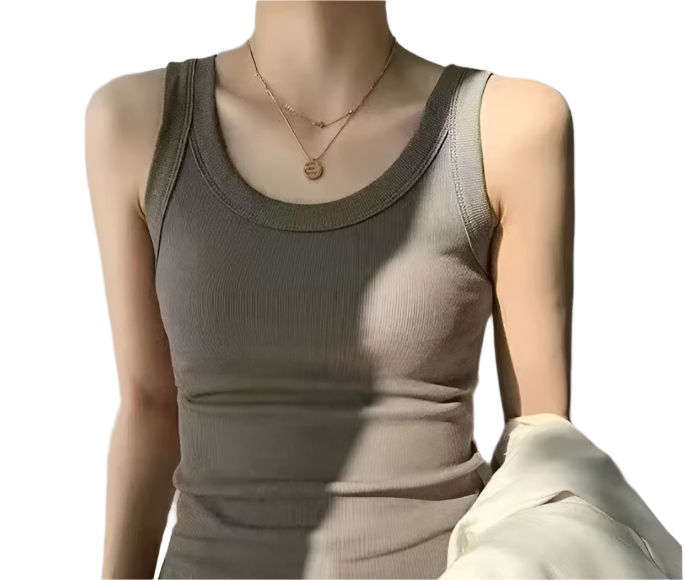 Women's Ribbed Vest Top Tank Top -B2-BL-1012