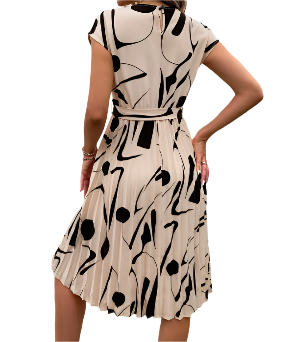 Socialite Temperament Short Sleeve Vintage Digital Print DRESS-B105