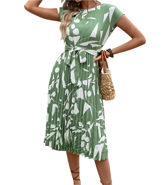 Socialite Temperament Short Sleeve Vintage Digital Print DRESS-B105