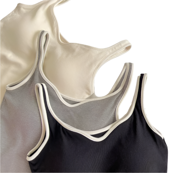[Pack of 3]  Women's Sleeveless Ribbed Racerback Crop Tank Tops, Padded Tube Top - UGS-02-T-BRA-21