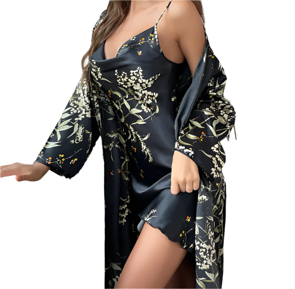 Women's Spaghetti Strap Luxury Smooth Satin Robe & NIGHTGOWN-NTG-03