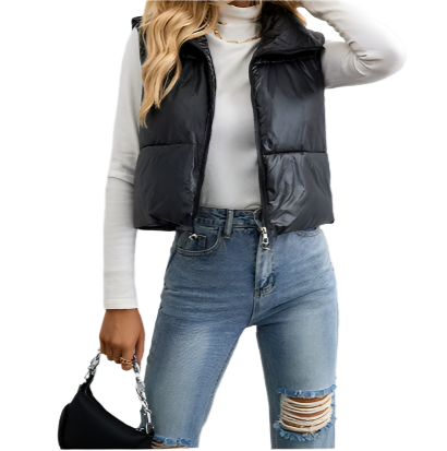 BPARAS-Women’s Stand Warp Around Collar Sleeveless Padded Vest -JKT-22