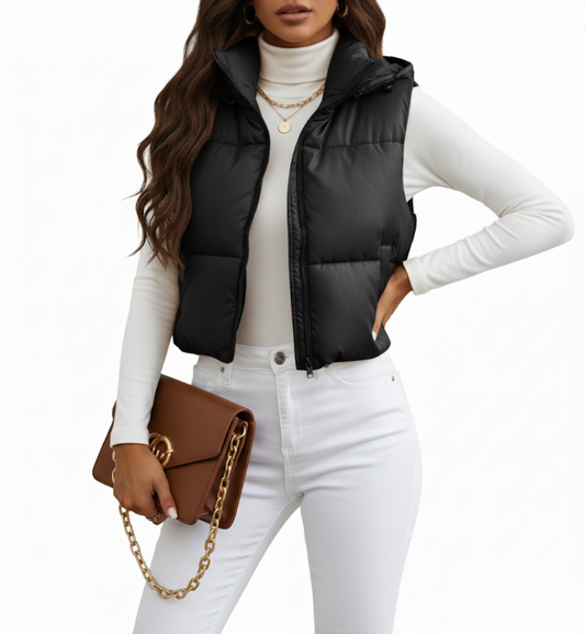 BPARAS-Women’s Stand Warp Around Collar Sleeveless Padded Vest -JKT-22
