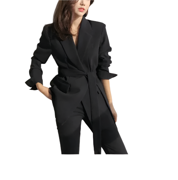 Women’s Trendy & Timeless Suit Jacket with Waist Belt BLAZER- BLG-06