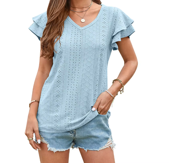 WOMEN’S Trendy V-neck Top SHIRT-BL124