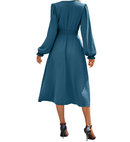 Trendy & Elegant V-neck Long Sleeve DRESS-B104