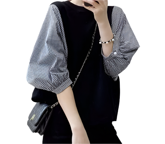Women's Summer Trendy Half Puff Sleeve Loose Fit SHIRT-BL132