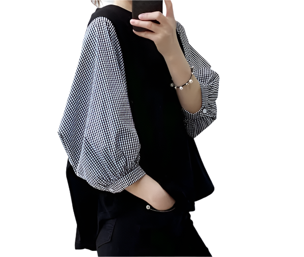 Women's Summer Trendy Half Puff Sleeve Loose Fit SHIRT-BL132