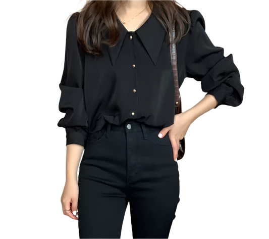 Classy & Timeless Plain Collar Shirts TOP-B1-BL-284