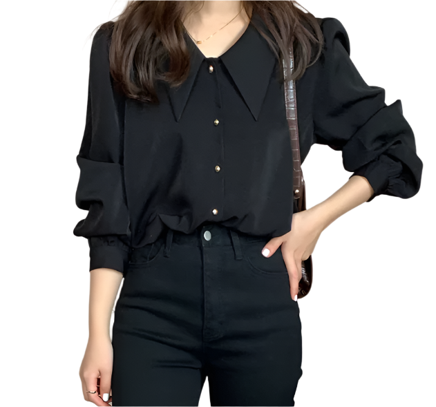 Classy & Timeless Plain Collar Shirts TOP-B1-BL-284