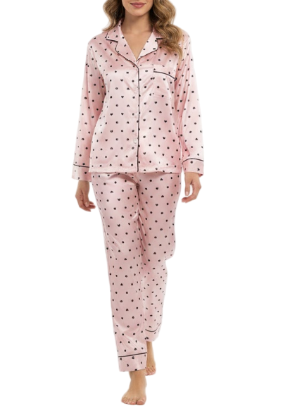 Comfortable Soft Satin-Silk Long Sleeve Pajama Set for Women -B16-PJ-20