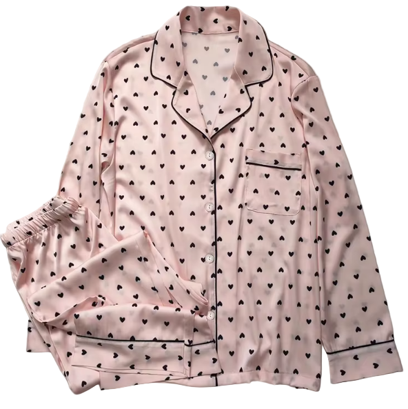 Comfortable Soft Satin-Silk Long Sleeve Pajama Set for Women -B16-PJ-20