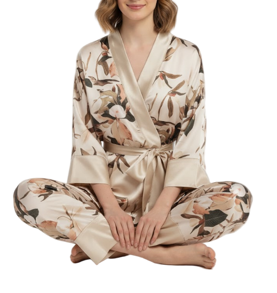 Comfortable Soft Satin-Silk Wide Sleeve Pajama Set for Women -B16-PJ-17