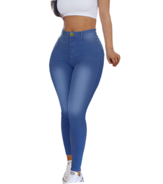 Trendy High Waist Blue Skinny Jeans for Women B1-JP-32