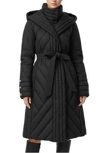 Timeless Belted Slim Waist Hooded Double Collar Lightweight 90% White Duck Down Parka Jacket for Women - B12-JKT-53